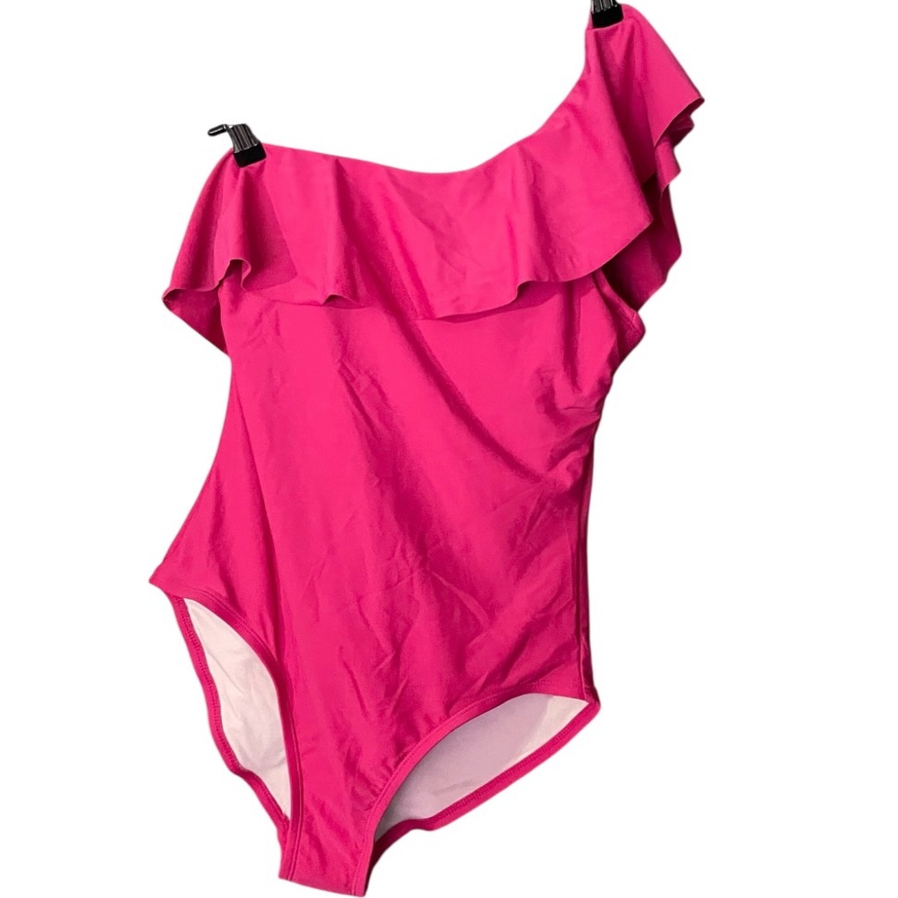 Kona‎ Sol Pink Ruffle One-Shoulder Bodysuit